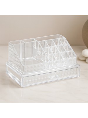 sbodurhome Tek Çekmeceli 16 Bölmeli Şeffaf Makyaj ve Takı Organizeri 23.3X13.5X11.5 cm