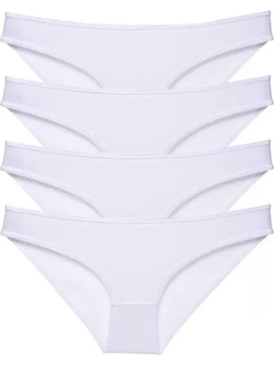 sbodurhome 4 Adet Süper Eko Set Likralı Kadın Slip Külot Beyaz