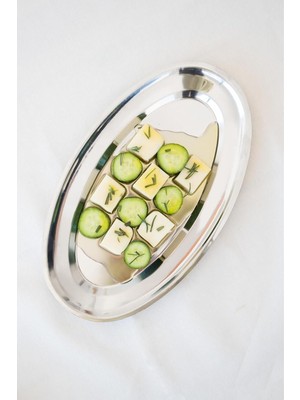 Belirtilmemiş Çelik 33 cm Salata Servis/sunum Tepsi Metal Tabak