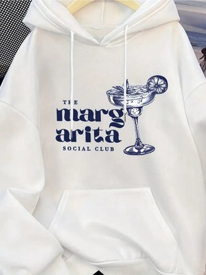 Touz Moda Margarita Baskılı Unisex Oversize Kapüşonlu Sweatshirt Hoodie