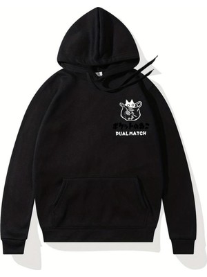 Touz Moda Sırt Baskılı Dual Match Siyah Kapşonlu Sweatshirt