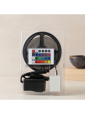 sbodurhome 5m Rgb Şerit LED (IP65) Kumandalı Adaptörlü SMD2835 54 Led/m