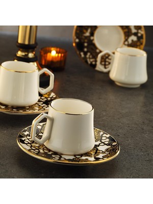 Belirtilmemiş Sandro Moreno 1453 Burçlar Geometrik Gold Kahve Fincan Takımı Renkli 12 Parça 90ML