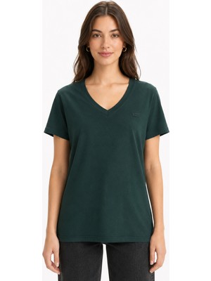 Levi's Kadın V Yaka Yeşil T-Shirt 005J6-0029