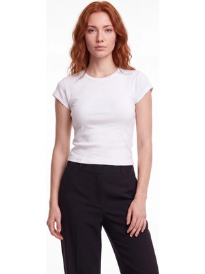 Cemo Basic Bisiklet Yaka Crop Tişört