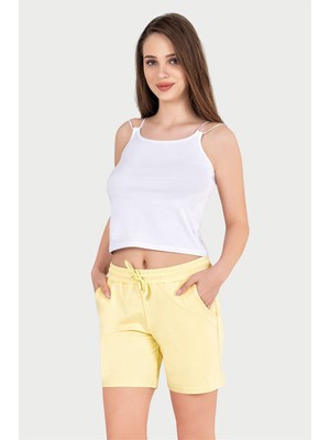 Obje Kadın Limon Sarı Iki Iplik Mini Şort