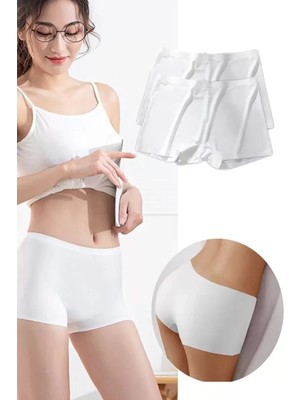 sbodurhome 2 Adet Kadın Dikişsiz Görünmez Iz Yapmaz Mini Şort Boxer Beyaz