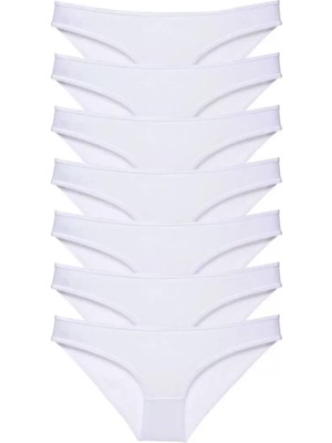 sbodurhome 7 Adet Süper Eko Set Likralı Kadın Slip Külot Beyaz