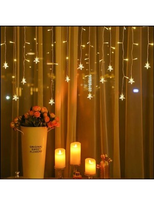 sbodurhome Yıldız 4m 96 LED 19 Saçak 40-50-60CM Gün Işığı Yıldız Boyutu:7cm