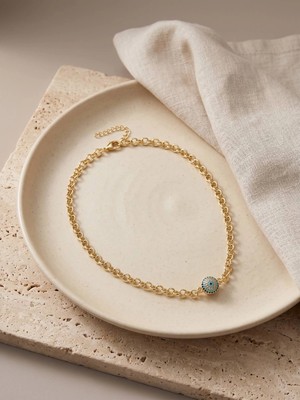 sbodurhome  Gold Renk Nazarlı Model Pirinç Kadın Kolye