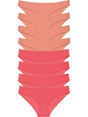 sbodurhome 8 Adet Eko Set Likralı Kadın Slip Külot Pudra Fuşya