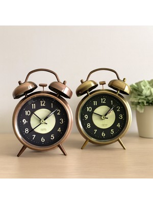 sbodurhome Yuvarlak Metal Çalar Saat 10 cm - Pilli Işıklı Fosforlu