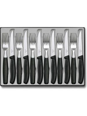 Belirtilmemiş Victorinox Sofra Çatal Seti ile Biftek Bıçağı, Plastik, Siyah, 40 x 25 x 3 Cm, 12-Birim
