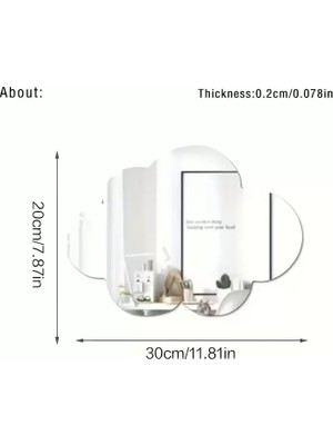 sbodurhome 30X20 cm Bulut Formlu Kırılmaz Pleksi Duvar Aynası - Çocuk Odası Güvenli Ayna