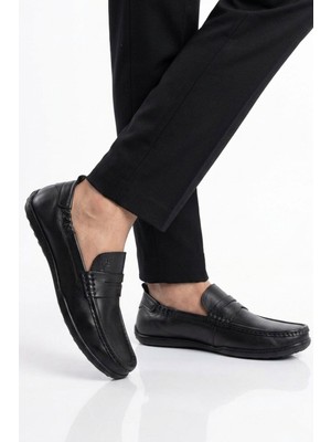 Voyager Erkek Hakiki Deri Loafer Mokasen Ayakkabı Hafızalı Taban Hafif Smart Casual Siyah M420 M
