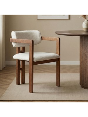 Rani Home Sandalye Beyaz - Ceviz 54 cm GB-5758