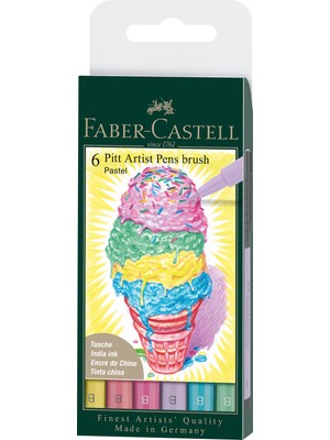 Belirtilmemiş Faber-Castell Pitt Çizim Kalemi Fırça Uç "pastel Renkler" 6'lı Poşet, 6 Renk