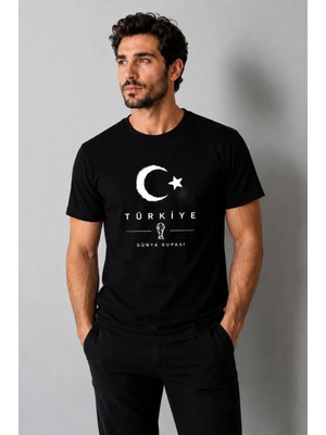 İncili Tekstil Türkiye Temalı Dünya Kupası Baskılı Slim Fit Unisex Tişört %100 Pamuklu Penye Dijital Baskı
