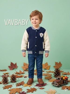 Vavbaby Çocuk Welsoft Kolej Model Peluş Tek Ceket-Lacivert