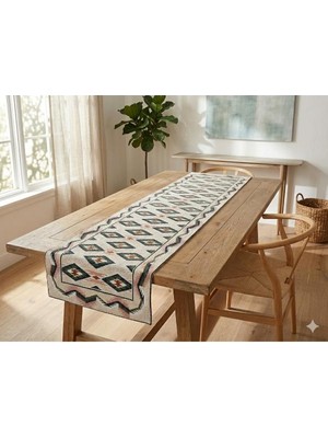 Believe Damga Jakarlı Dokuma Goblen Dekoratif  Şönil Kilim Runner 45*110