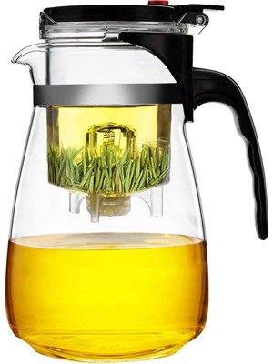 Belirtilmemiş Sihirli Borosilikat Cam Demlik 900 ml Isıya Dayanıklı & Tek Tuşla Demleme