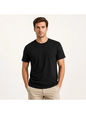 İncili Tekstil Lux Erkek Bisiklet Yaka T-Shirt Siyah