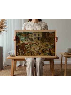 Pegziz Pieter Bruegel Children's Games Duvar Tablosu – Rönesans Sanatı Dekoratif Duvar Tablosu