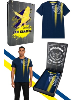 Fenerbahçe Erkek Tribün Sarı Lacivert Tramlı T-Shirt Uv Kutu Hediyeli