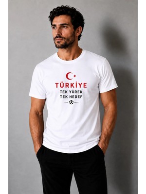 İncili Tekstil Türkiye Temalı Dünya Kupası Baskılı Slim Fit Unisex Tişört %100 Pamuklu Penye Dijital Baskı
