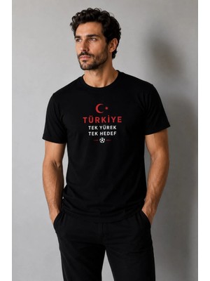 İncili Tekstil Türkiye Temalı Dünya Kupası Baskılı Slim Fit Unisex Tişört %100 Pamuklu Penye Dijital Baskı