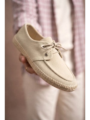 Zerenyus ZRK-T36 Premium Üst Kalite Bej Klasik Erkek Espadril