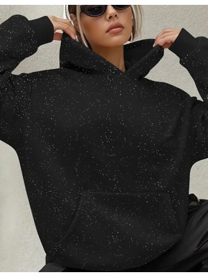 Touz Moda Taş Detail Balaclava Ninja Hoodie Sweatshirt