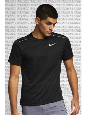Nike Miler Dri Fit Running Tee Black Reflektörlü Koşu Antrenman Tişörtü Siyah