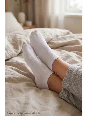 Bolero Beyaz Renk Kadın Dikişsiz Bambu Patik Çorap 3'lü Paket - Nefes Alan Yumuşak Dokulu Set