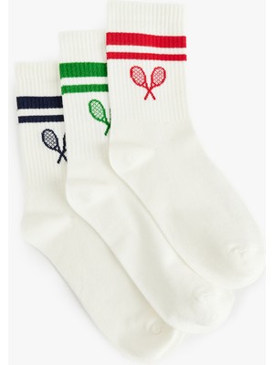 Koton 3'lü Tenis Baskılı Soket Çorap Seti