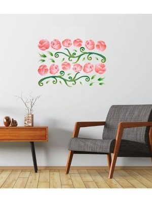 Belirtilmemiş Duvar Süsü (Sti̇cker) 2 Adet Pembe Güllü Şeffaf Fi̇lmli̇ Pvc 70X50X0,5CM