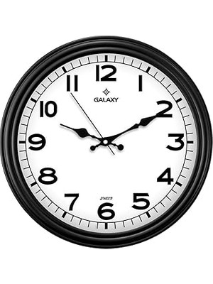 Renas Store Galaxy D-200-K Klasik Kadran Siyah Renk Sessiz Akar 30 cm Duvar Saati