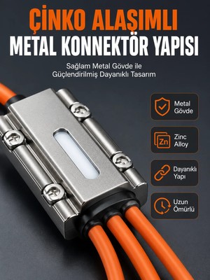 Mestore USB Type-C, Lightning ve Micro USB Uyumlu 3'ü 1 Arada Hızlı Şarj Kablosu