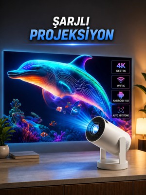 Eco Lounge Taşınabilir Sinema Oyun Projektörü Akıllı Projeksiyon Android 11