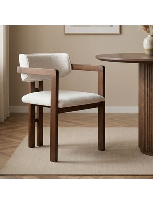 Rani Home Sandalye Beyaz - Koyu Ceviz 54 cm GB-5760