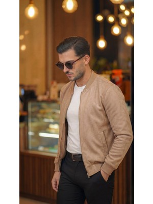 Mrayss  Erkek Scuba Süet Kumaş Bomber Hırka