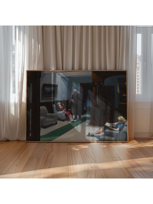 Pegziz Edward Hopper Hotel Lobby Duvar Tablosu – Vintage Otel Lobisi Dekoratif Sanat Tablosu