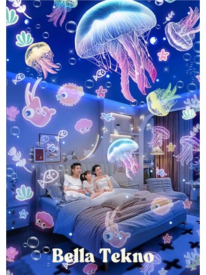 Eco Lounge Çocuklar Için LED Full Hd Projektör Lamba USB Girişli Çok Renkli Gece Lambası - Var USB