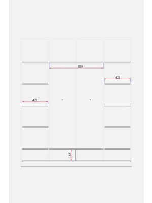 Palmera Odessa 4 Kapaklı Çekmeceli Aynasız Gardırop Elbise Dolabı Mdf 185 cm