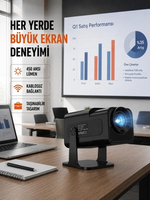 Eco Lounge Wifi6 ve Bluetooth 5.4 Destekli LED Projektör - HCS350PRO Yeni Nesil