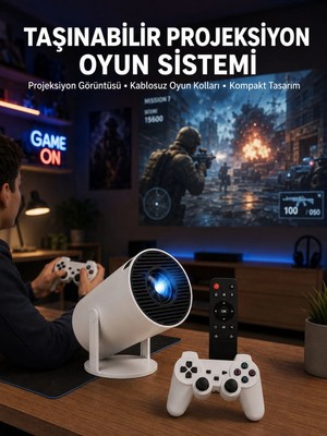 Eco Lounge Oyun Konsolu Uyumlu Kablosuz Projeksiyon Cihazı Ev Sinema Deneyimi Yeni Nesil