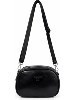 Sanmorris Kadın Suni Deri Ayarlanabilir Çapraz Askılı 2 Gözlü Omuz Çantası