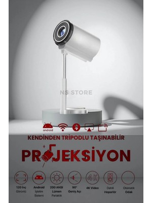 Eco Lounge Tripotlu, Wifi ve HDMI Bağlantılı Taşınabilir Hd Çözünürlüklü LED Projektör Cihazı