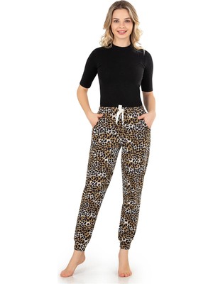 Obje Kadın Leopar Desenli Bant Paça Pijama Altı