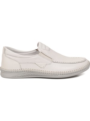 Voyager Beyaz Erkek Smart Casual Ayakkabı Hakiki Deri Hafızalı Rahat Taban Şık Loafer M741 M